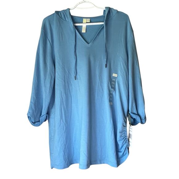 NWT! Green Tea Blue Half Sleeve Sweatshirt Size XXL - Picture 1 of 16
